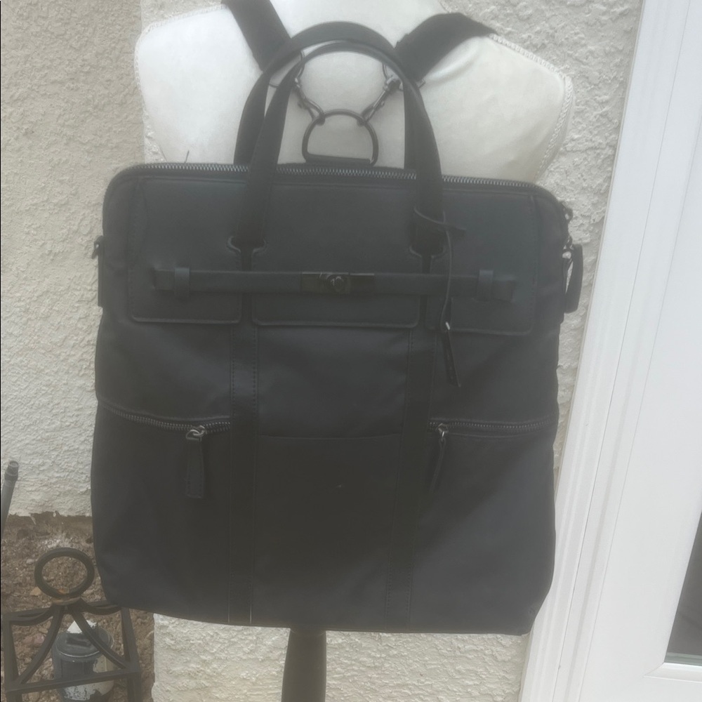Francine Highline Black Nylon Backpack Messenger Bag
